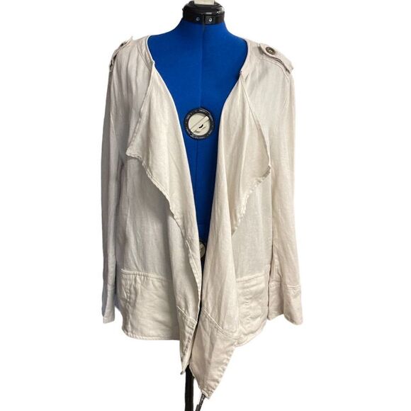 FOR CYNTHIA WOMEN’s Open Front Jacket Size 1X Beige Size 1X - Picture 4 of 12